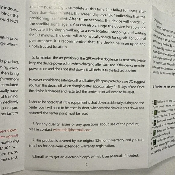 NEW WIEZ GPS Wireless Dog Collar With Fence Pet Containment 1000M Range 3 Modes - Picture 5 of 15